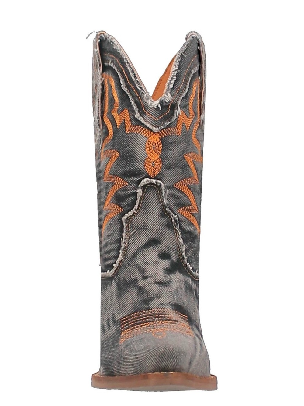 NWB Dingo Women's Distressed Gray Cowboy Boot with Orange Stitching Size 8 - Picture 3 of 9